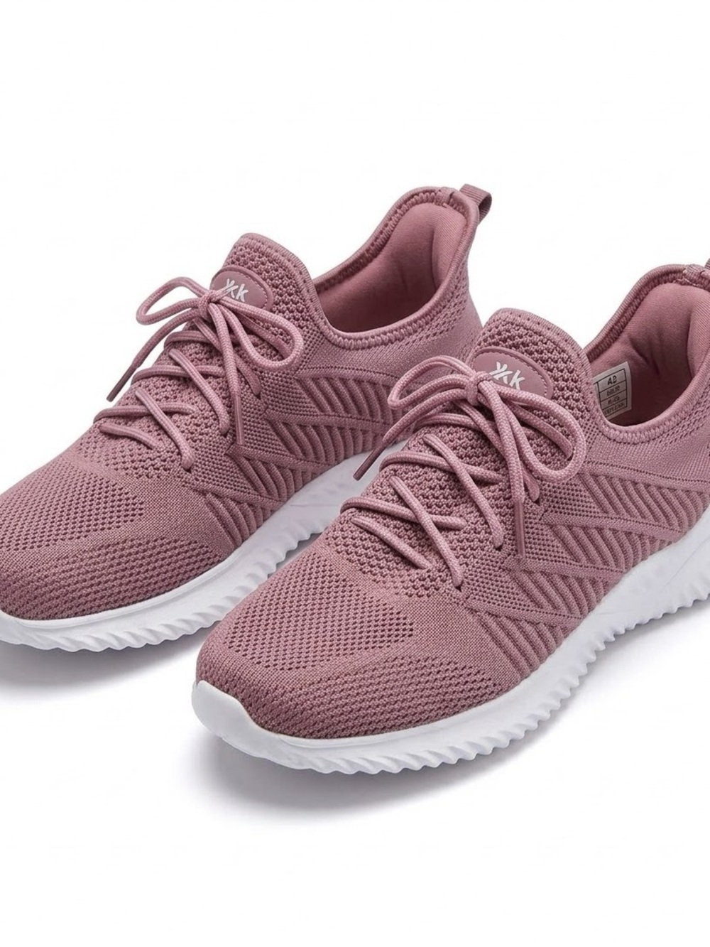 Dusty Pink Knit Lace-Up Athletic Sneakers Walking Shoes Women Size 9 EU 40 - Picture 1 of 6